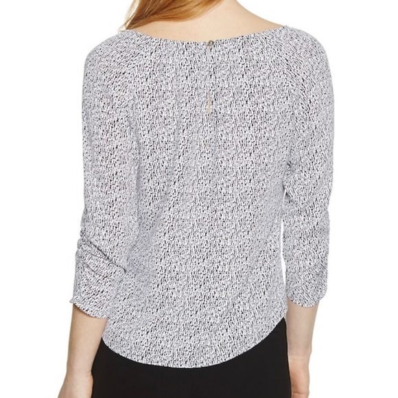 NWT White House Black Market 3/4 Sleeve Keyhole Painted Texture Blouse size S - Picture 2 of 11